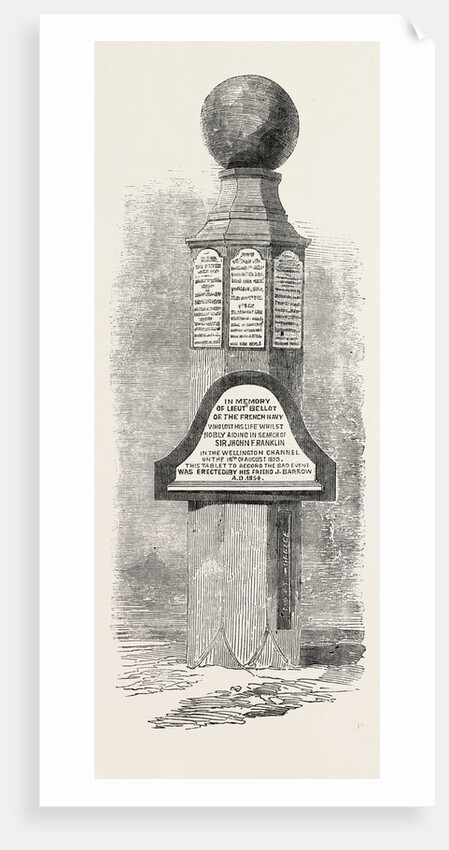 Monumental Pillar on Beechey Island to the Memory of Lieutenant Bellot and Other Explorers 1854 by Anonymous