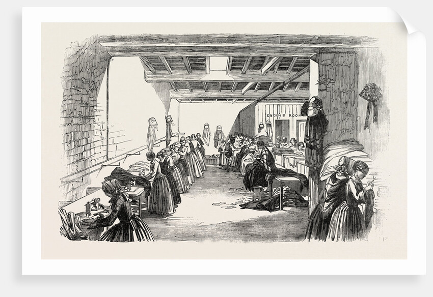 Steam Sewing-Machines 1854. A View of a Portion of the Machine-Room in Messrs. Holloway and Co.'s Factory by Anonymous