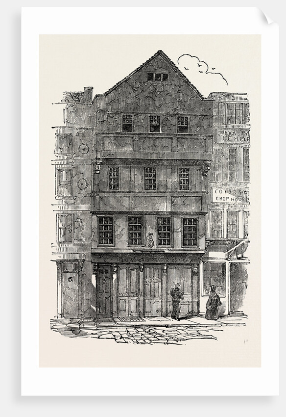 Old Houses with Overhanging Stories, Gabled Fronts and Projecting Windows, in Chancerey Lane, Just Taken Down, London, 1853 by Anonymous
