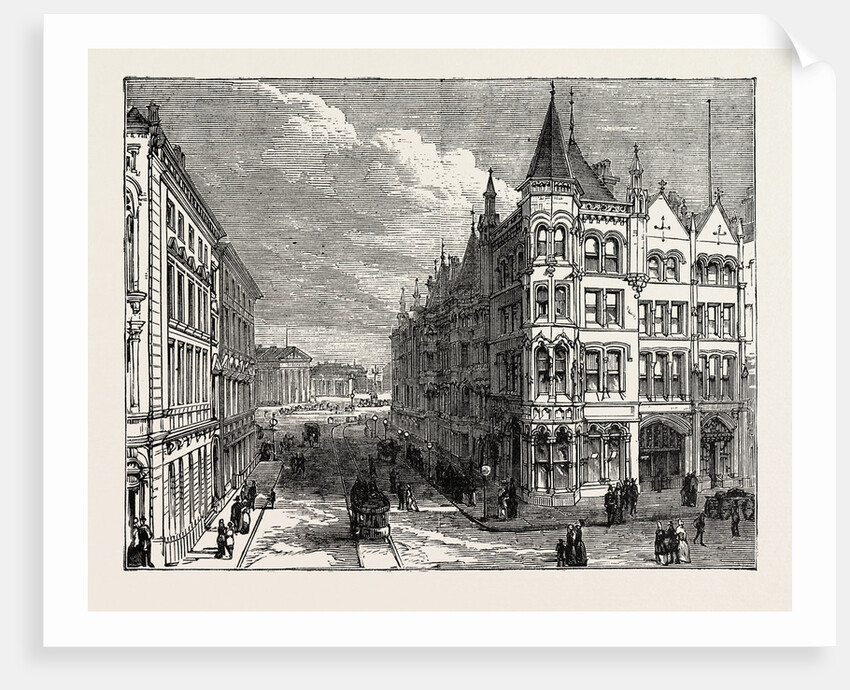 Street View Looking Towards Railway Station, Huddersfield, UK, 1883 by Anonymous