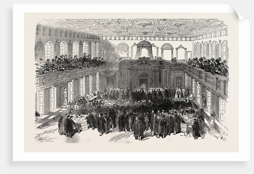The Cambridge Chancellorship Election: Interior of the Senate House. The Election. UK, 1847 by Anonymous