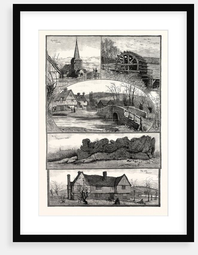 Eynsford, Kent, UK, 1887. Eynsford Church, Old Mill Near Lullingstone, the Bridge, Ruins of Eynsford Castle, the Old Manor by Anonymous