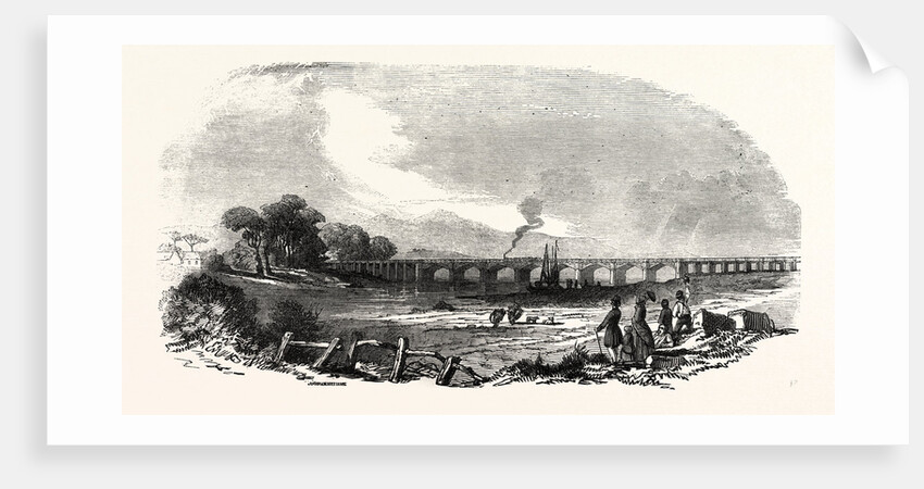 The Caledonian Railway: The Esk Viaduct, Skiddaw in the Distance, UK, 1847 by Anonymous