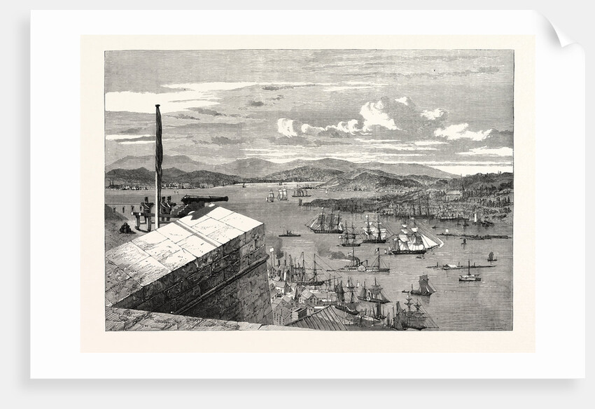 View from the King's Bastion, Quebec, the Isle of Orleans in the Distance. 1860 by Anonymous