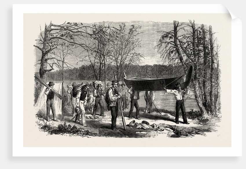 The Assinniboine and Saskatchewan Exploring Expedition: Portaging a Canoe and Baggage, 1858 by Anonymous