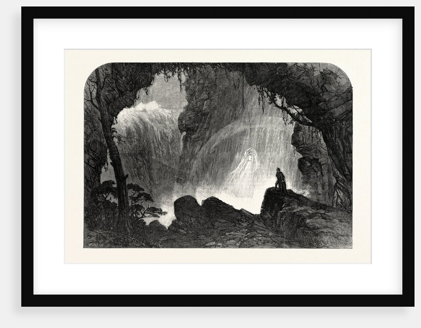 Scene from Manfred, at Drury Lane Theatre: The Steinbach Waterfall. Haunt of the Witch of the Alps, 1863 by Anonymous