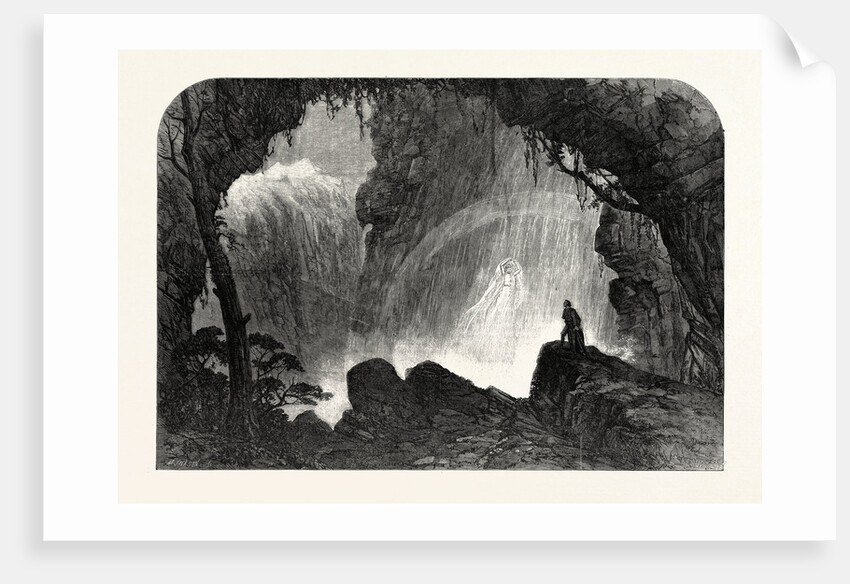 Scene from Manfred, at Drury Lane Theatre: The Steinbach Waterfall. Haunt of the Witch of the Alps, 1863 by Anonymous