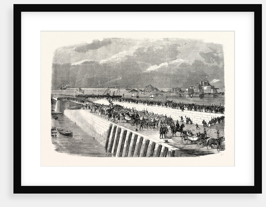 The Queen's Visit to Jersey. Landing of Her Majesty at the Albert Pier, St. Helier. 1859 by Anonymous