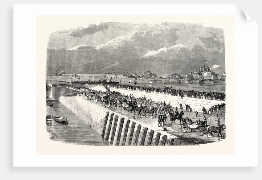 The Queen's Visit to Jersey. Landing of Her Majesty at the Albert Pier, St. Helier. 1859 by Anonymous