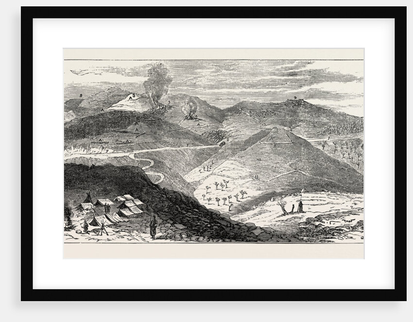 The Civil War in Spain: View of the Left-Hand Positions of the Carlist Lines: Sketched from the Battery of San Lorenzo, 1874 by Anonymous