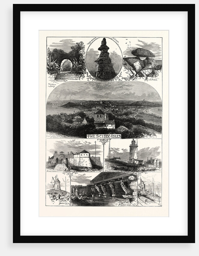 Sketches in the Scilly Isles, 1874. Chrysalis Rock, Star Castle, St. Agnes Lighthouse, Summer House, Tresco Abbey by Anonymous
