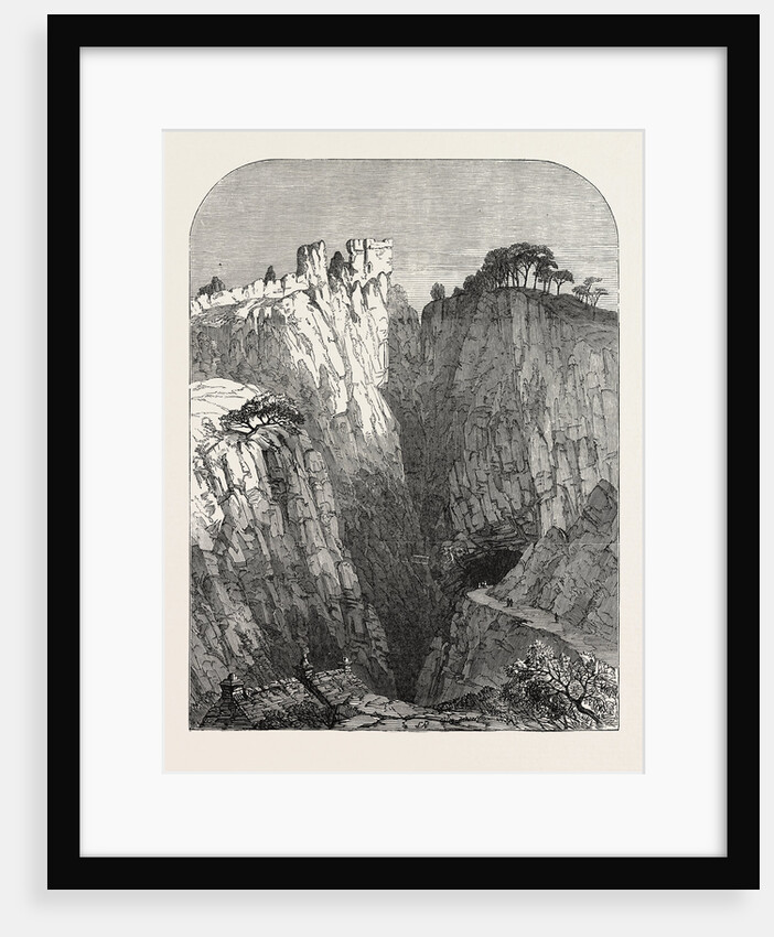 The Peak of Derbyshire: Peveril Castle, and Entrance to the Peak Cavern, 1854 by Anonymous