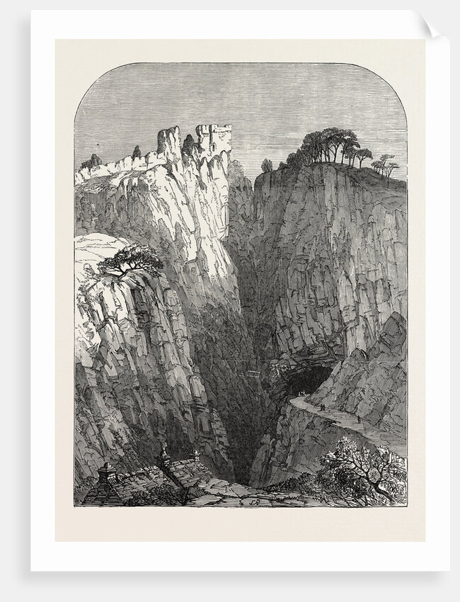 The Peak of Derbyshire: Peveril Castle, and Entrance to the Peak Cavern, 1854 by Anonymous