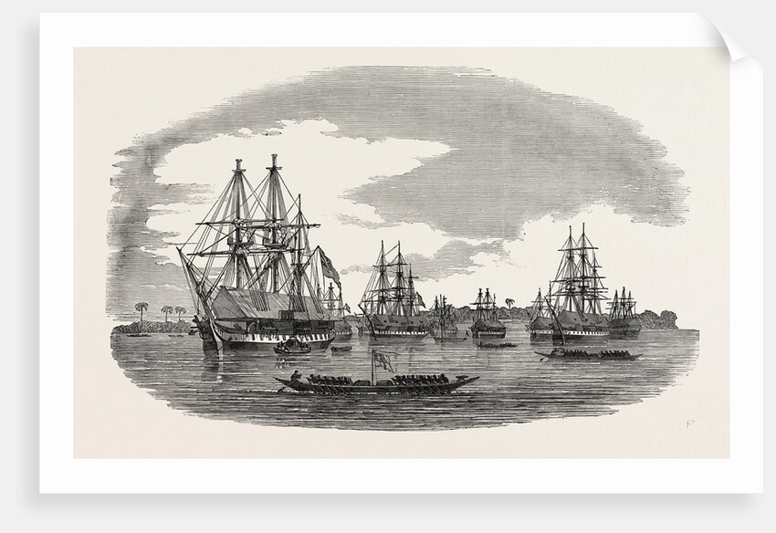 The Western Coast of Africa: The Anchorage Off the Town of Bonny River, 1850 by Anonymous
