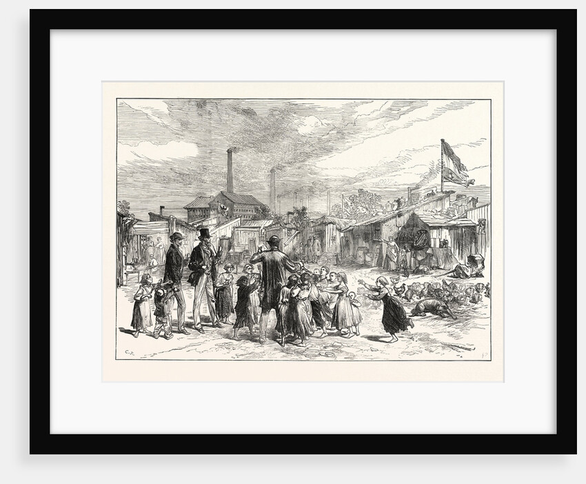 Sketches in Berlin: Squatters' Village in the Schlaechter-Weise, Germany, 1873 by Anonymous