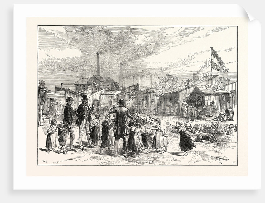 Sketches in Berlin: Squatters' Village in the Schlaechter-Weise, Germany, 1873 by Anonymous