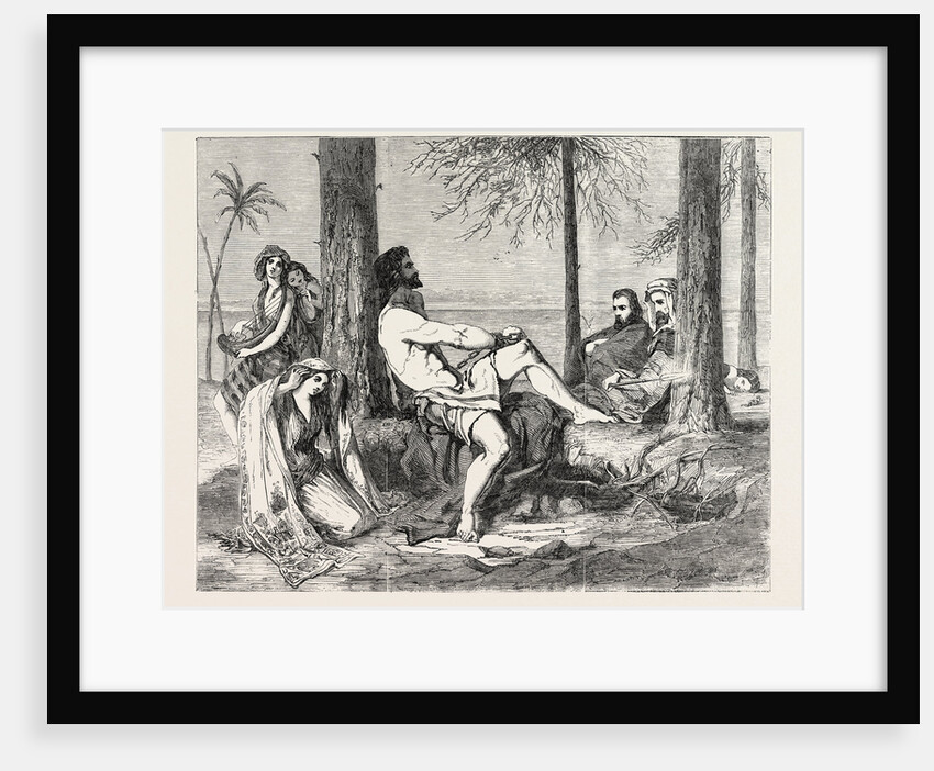 Historical Painting, Delilah Asking Forgiveness of Samson. 1851 by Anonymous