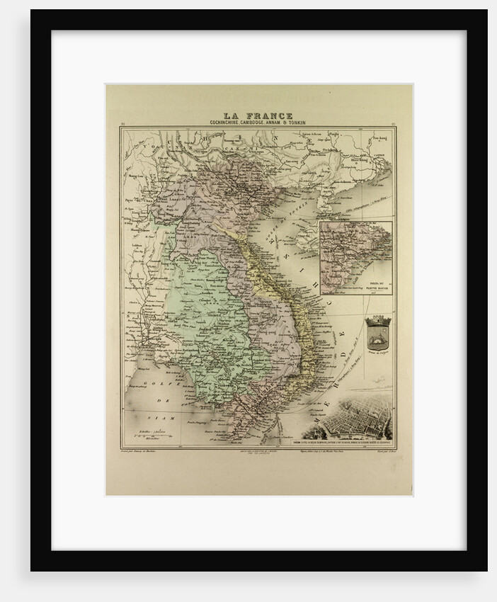 Map of Vietnam Cambodia Thailand Laos 1896 by Anonymous