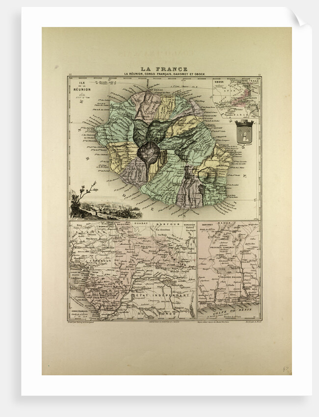 Map of the Democratic Republic of the Congo La Réunion Dahomey and Obock 1896 by Anonymous