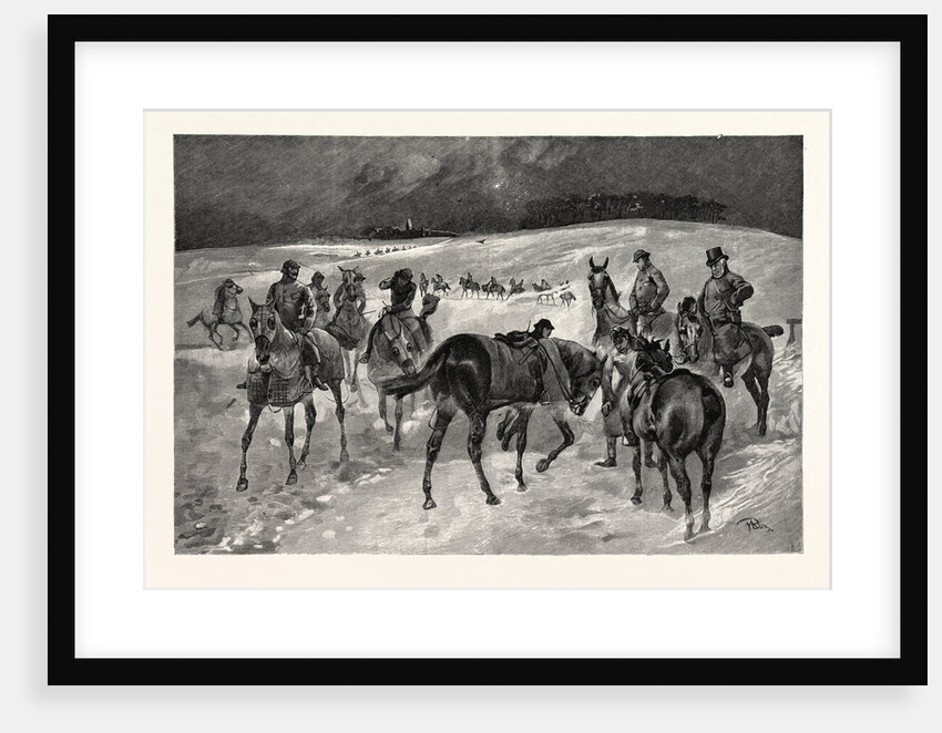 A Wintry Morning on Newmarket Heath: Inspecting the Thoroughbreds Whilst at Morning Exercise 1891 by Anonymous