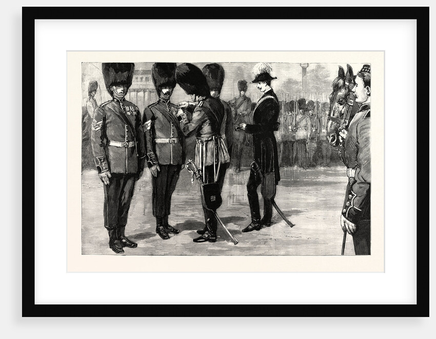 The Presentation of Medals to Guardsmen on the Horse Guards' Parade in Recognition of Their Bravery at the Recent Fire at Wellington Barracks by Anonymous