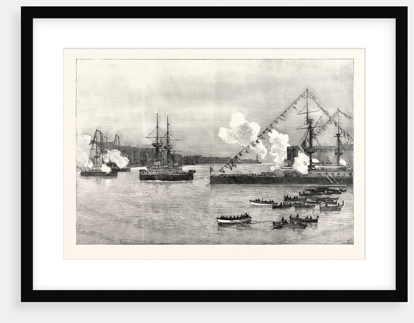 The Arrival of the Duke of Cambridge on Board H.M.S. Edinburgh at Malta the Mediterranean Squadron Firing a Salute by Anonymous