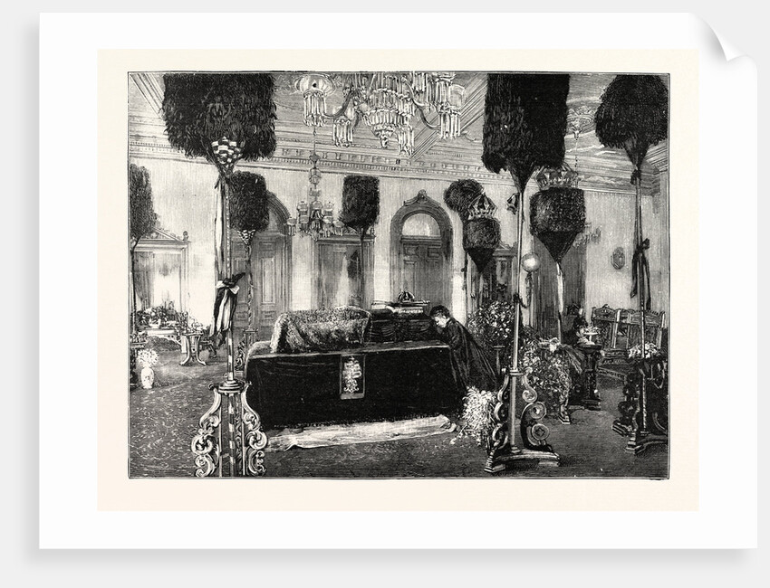 The Queen Dowager Kapiolani Kneeling Beside Her Husband's Coffin in the Palace at Honolulu by Anonymous