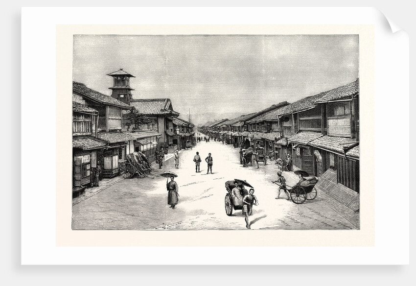 The Attack Upon the Czarevitch of Russia by a Japanese Policeman: The Main Street of Kyoto Where His Imperial Highness Was Staying Japan by Anonymous