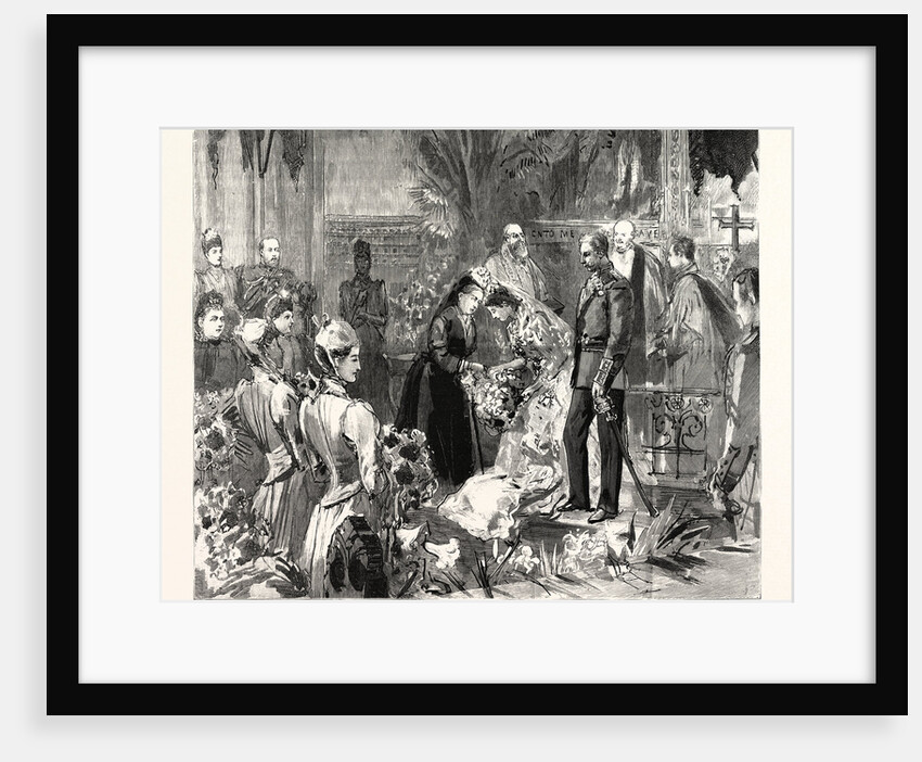 The Marriage of Miss Ponsonby at the Guards' Chapel Wellington Barracks: Her Majesty Congratulating the Bride after the Ceremony by Anonymous