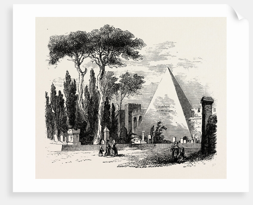 The English Cemetery and Pyramid of Caius Cestius. Rome Italy by Anonymous