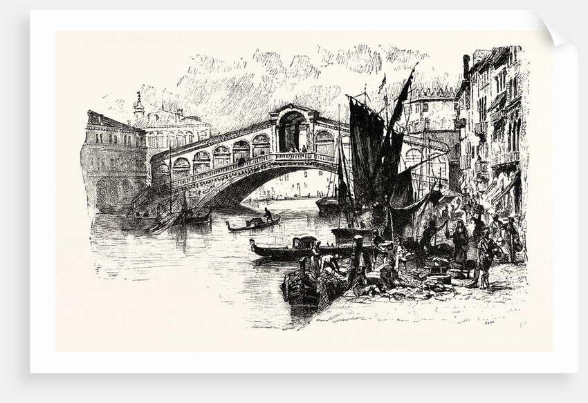 The Rialto Bridge and Fish Market by Anonymous