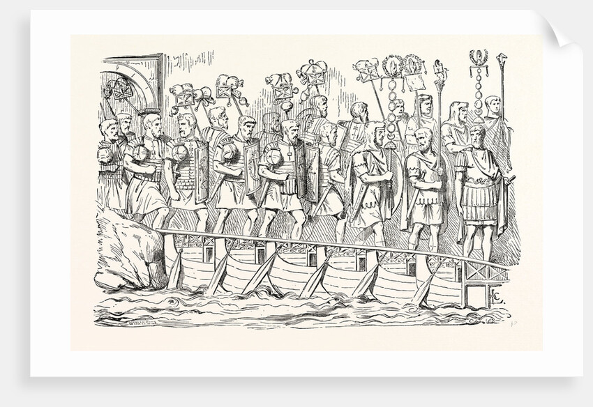 Roman Soldiers Passing Over a Bridge of Boats by Anonymous