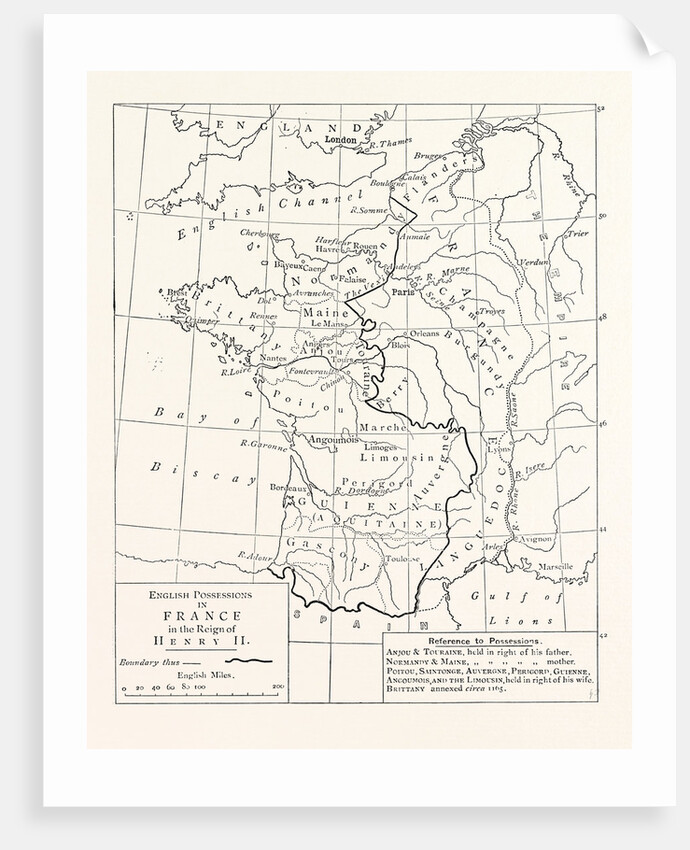 Map of the English Possessions in France (1189). by Anonymous