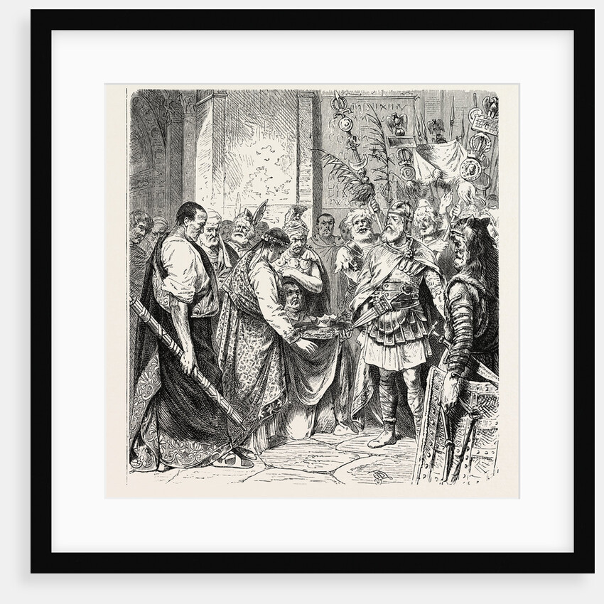Augustulus the Last Roman Emperor Surrenders to Odoacer. by Anonymous