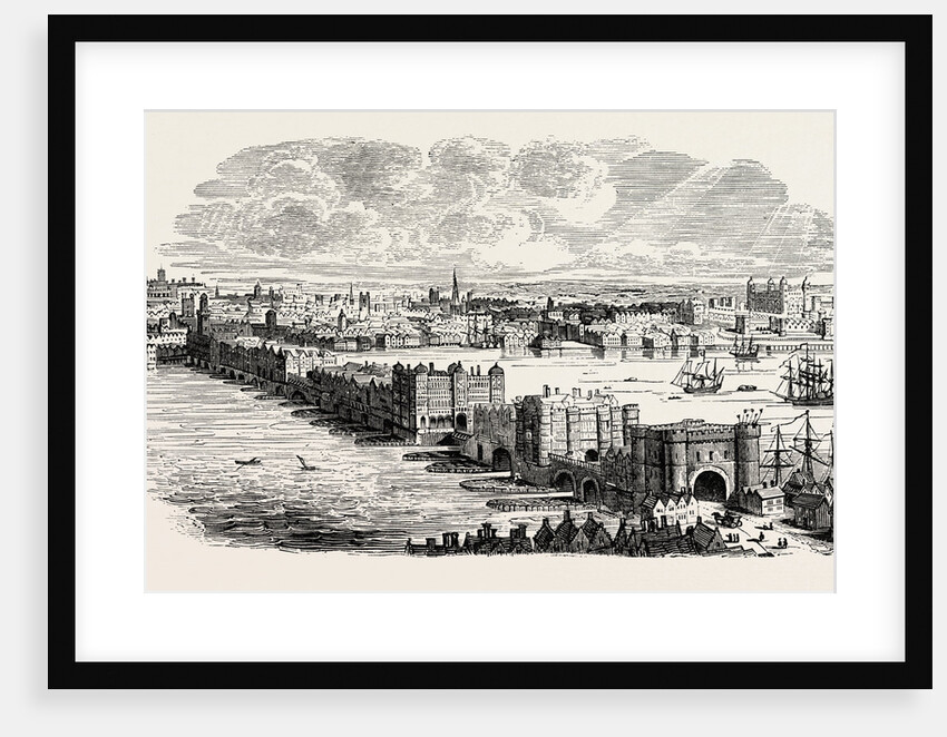 Old London Bridge in the Sixteenth Century by Anonymous