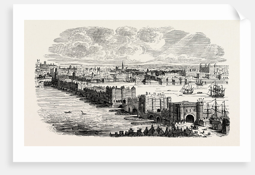 Old London Bridge in the Sixteenth Century by Anonymous