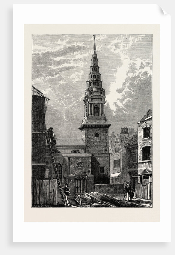 St. Bride's Church Fleet Street 1824 London by Anonymous