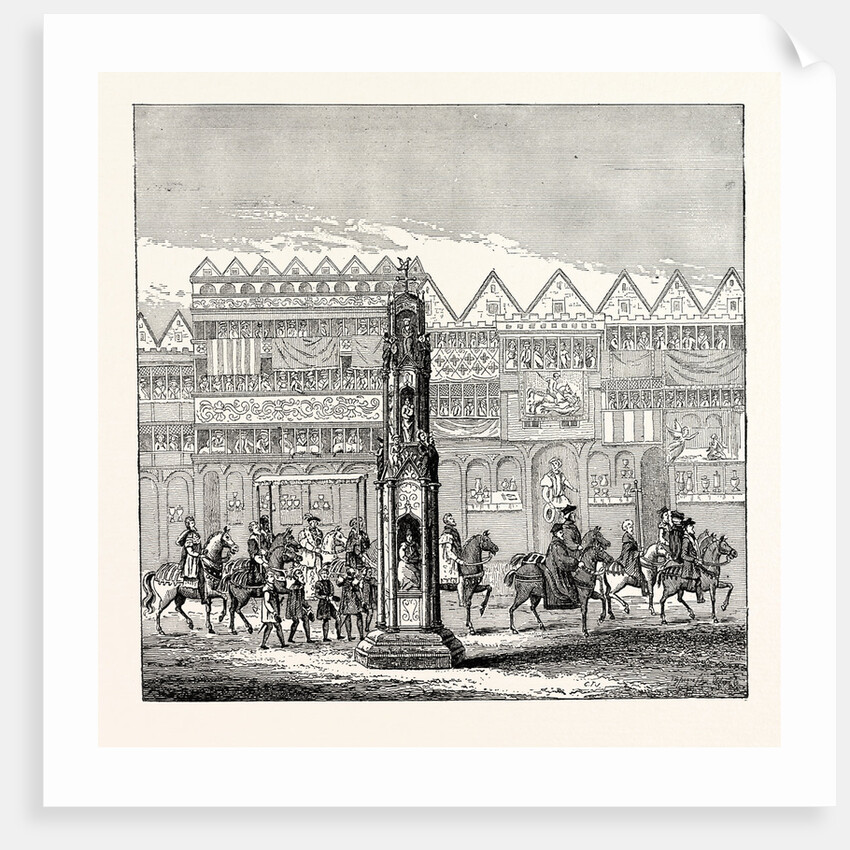 Cheapside Cross As It Appeared in 1547 Showing Part of the Procession of Edward VI. To His Coronation by Anonymous