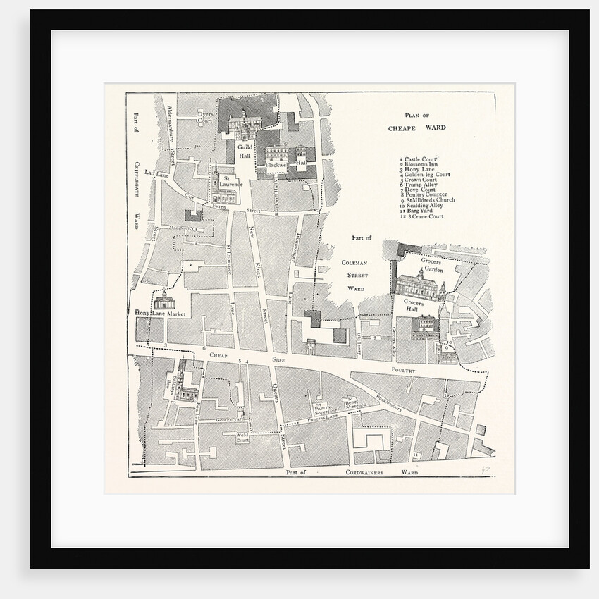 Old Map of the Ward of Cheap About 1750 London by Anonymous