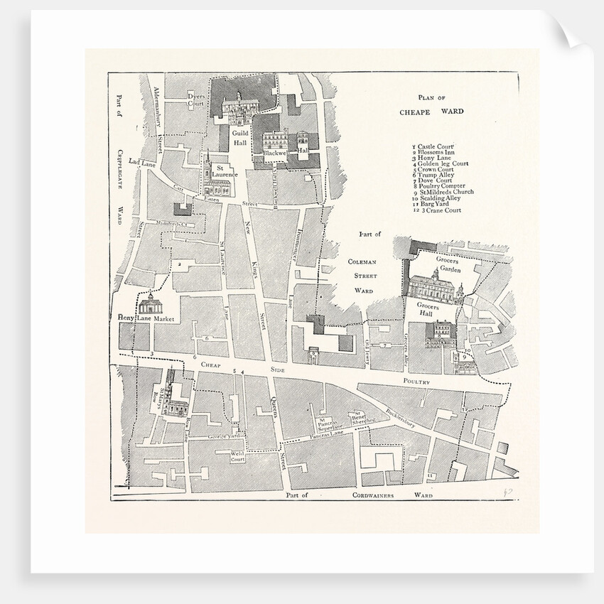 Old Map of the Ward of Cheap About 1750 London by Anonymous