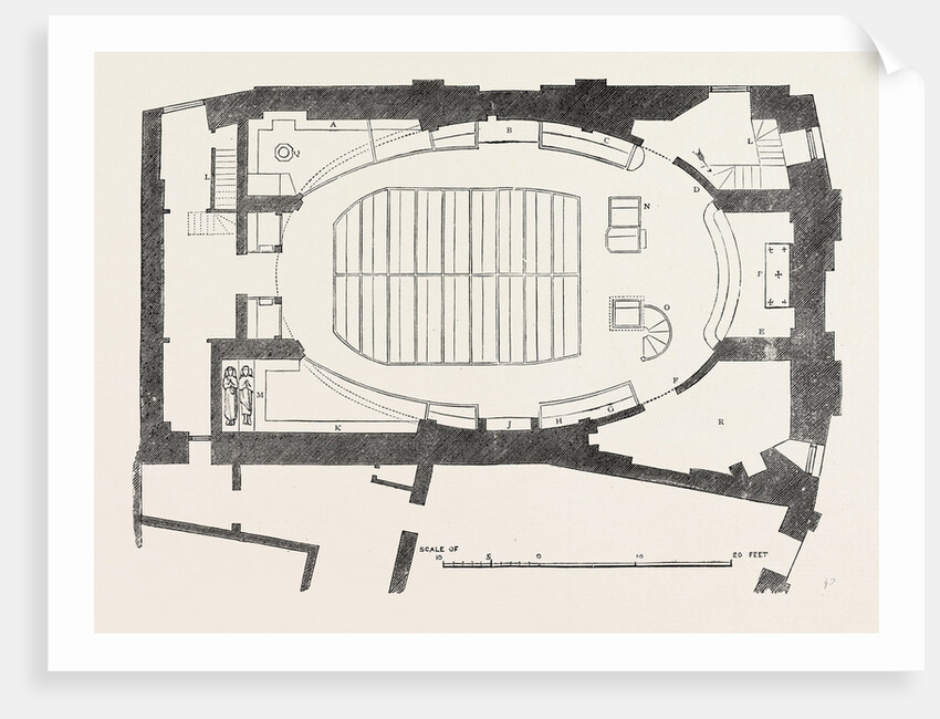 Ground Plan of the Modern Church of St. Martin Outwich Demolished 1874 London by Anonymous