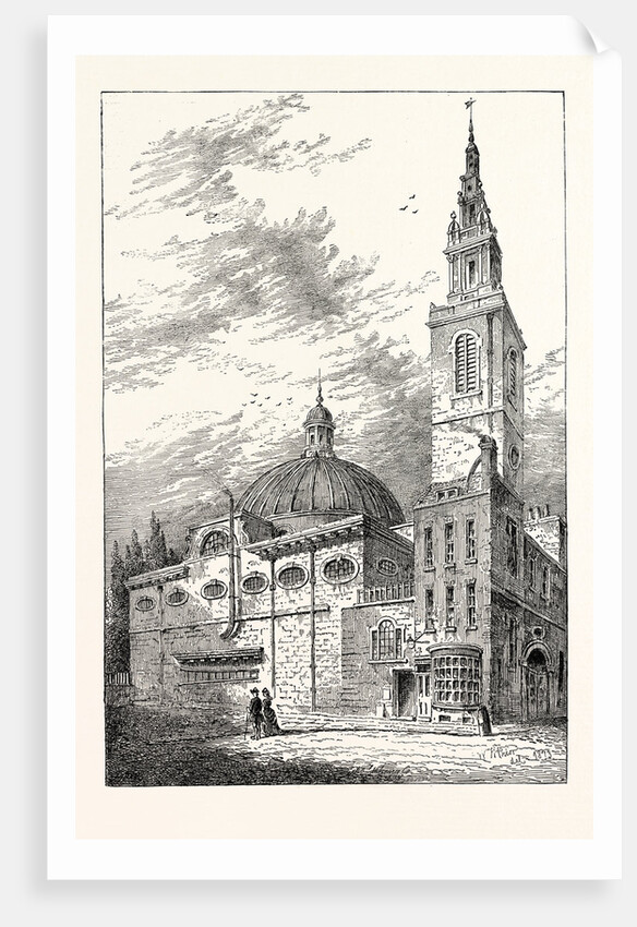 Exterior of St. Stephen's Walbrook in 1700 London by Anonymous