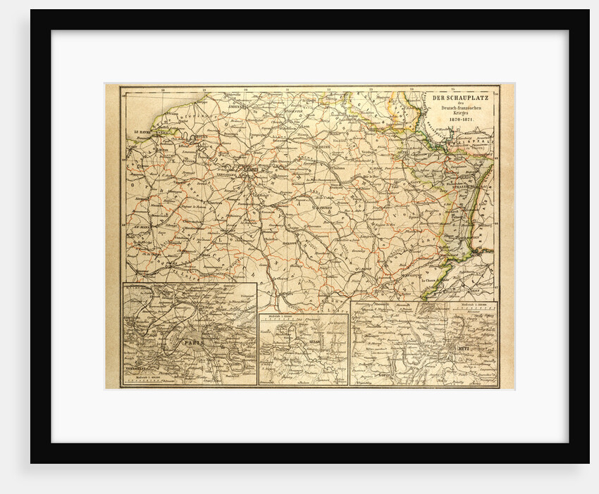 Map of Where the Franco-Prussian War Took Place in France 1870-1871 by Anonymous