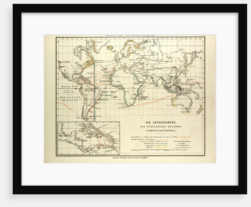 Map of the Discoveries of European Seafarers in the 15th and 16th Centuries by Anonymous