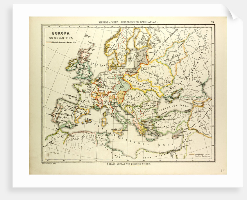 Map of Europe in 1400 by Anonymous