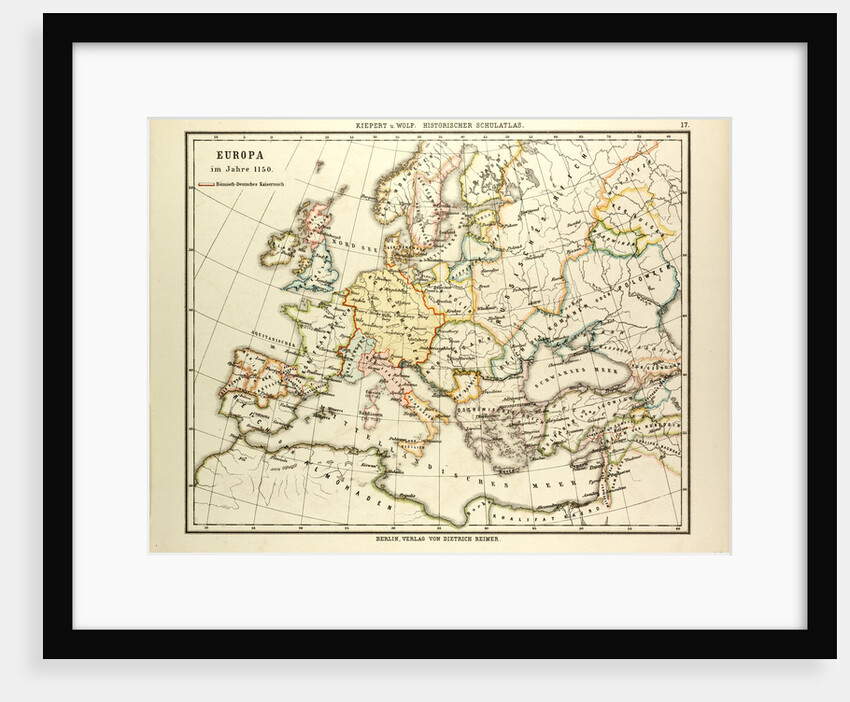 Map of Europe in 1150 by Anonymous