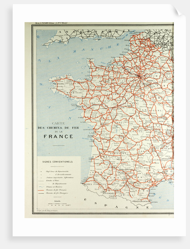 Map of French Railway Lines by Anonymous