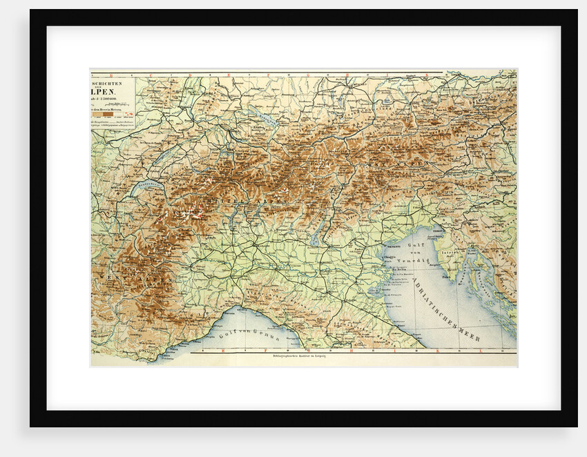 Old Map of the Alps by Anonymous