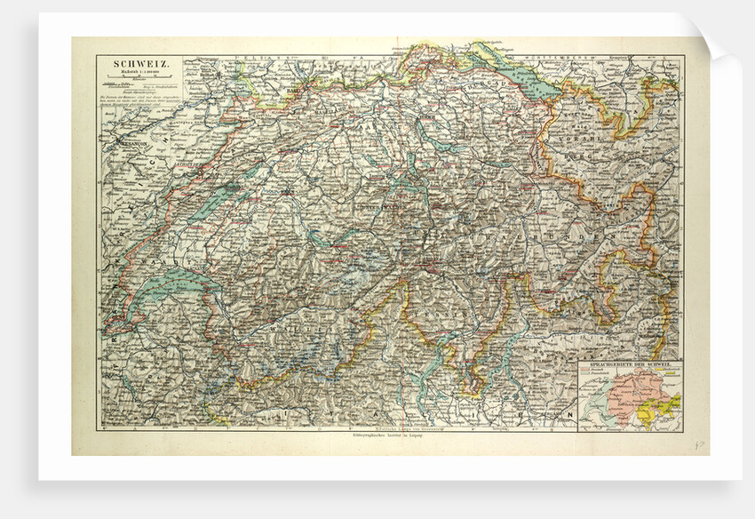 Old Map of Switzerland by Anonymous