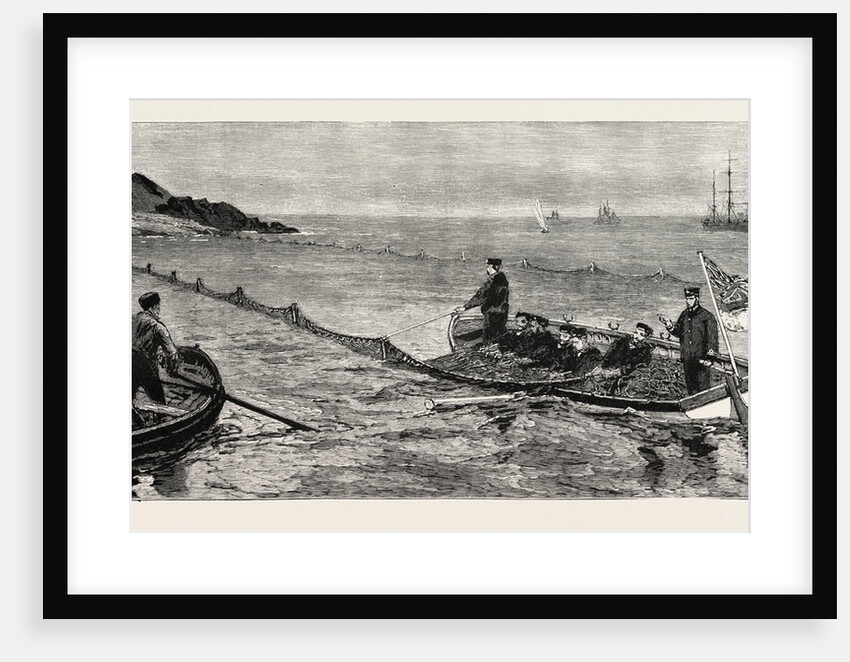 The Newfoundland Fisheries Question: British Man of War Removing and Confiscating Newfoundland Salmon Net, Leaving French Net Untouched, Canada by Anonymous